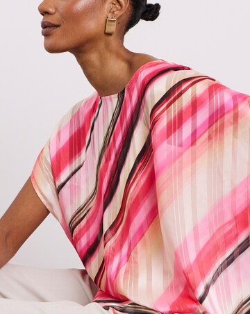 Joanna Hope Pink Stripe Asymetric Blouse