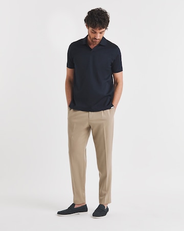 Folio Mercerised Supima Trophy Neck Polo- Navy