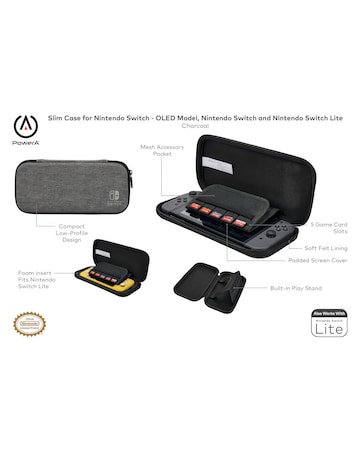 Power A Slim Case For Nintendo Switch - Charcoal