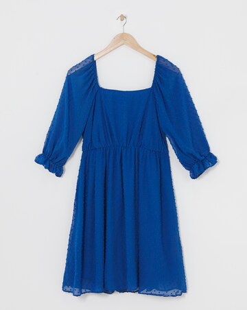 Cobalt Square Neck Dobby Skater Dress