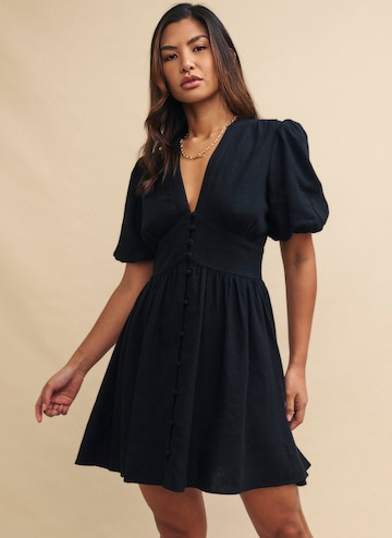 Nobody's Child BlackStarlight Linen Long Sleeve Mini Dress