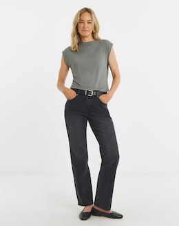 Washed Black Authentic Straight Leg Jeans