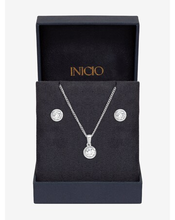 Inicio Sterling Silver Plated Cubic Zirconia Bezel Set - Gift Box