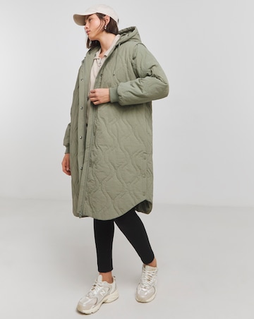 Khaki Double Onion Quilted Hybrid Jacket / Gilet