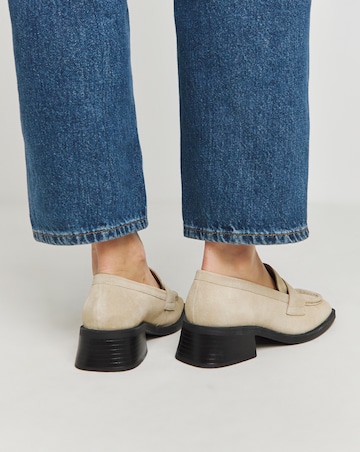 Westerly Low Block Heel Suede Loafers - Wide Fit (E)