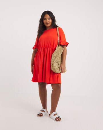 Orange Supersoft Jersey Frill Smock Dress