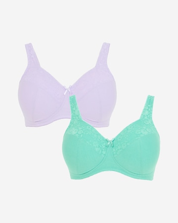 Pretty Secrets (2 Pack) New Sarah Cotton Non Wired Full Cup Bras (B-G)