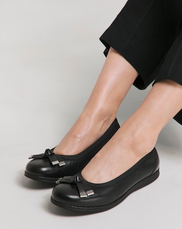 Heavenly Soles Mallory Elasticated Topline Ballerina Extra Wide EEE Fit