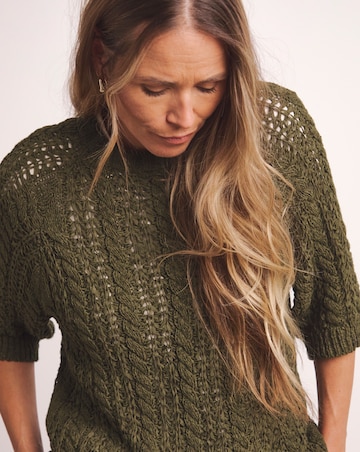 Anthology Khaki Cable Half Sleeve T-shirt