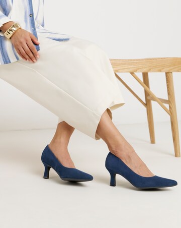 Heavenly Soles Kirsten Suede Pointed Toe Court Shoes - Extra Wide Fit (EEE)