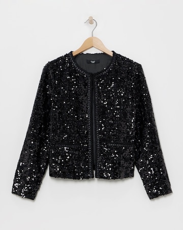Joanna Hope Cropped Boucle Sequin Jacket