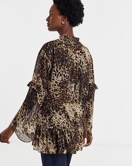 Womens Asymmetric Frill Long Sleeve Blouse