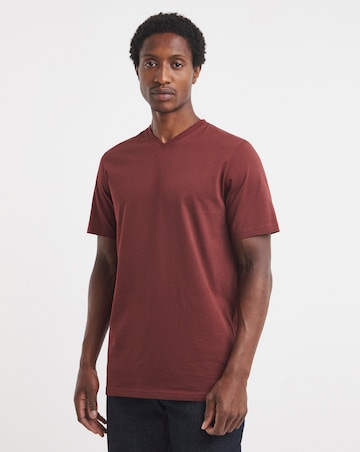 Pure Cotton V Neck T-Shirt Long Length-Port