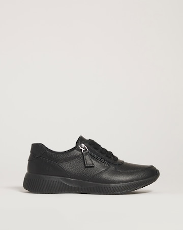 Heavenly Soles Seraphina Leather Lace Up Side Zip Trainers Wide E Fit