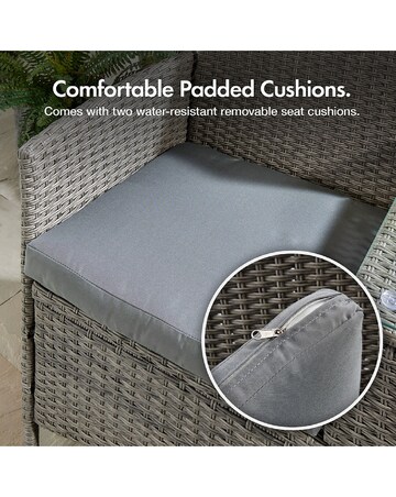 VonHaus Bali Grey Rattan Garden Loveseat Bench