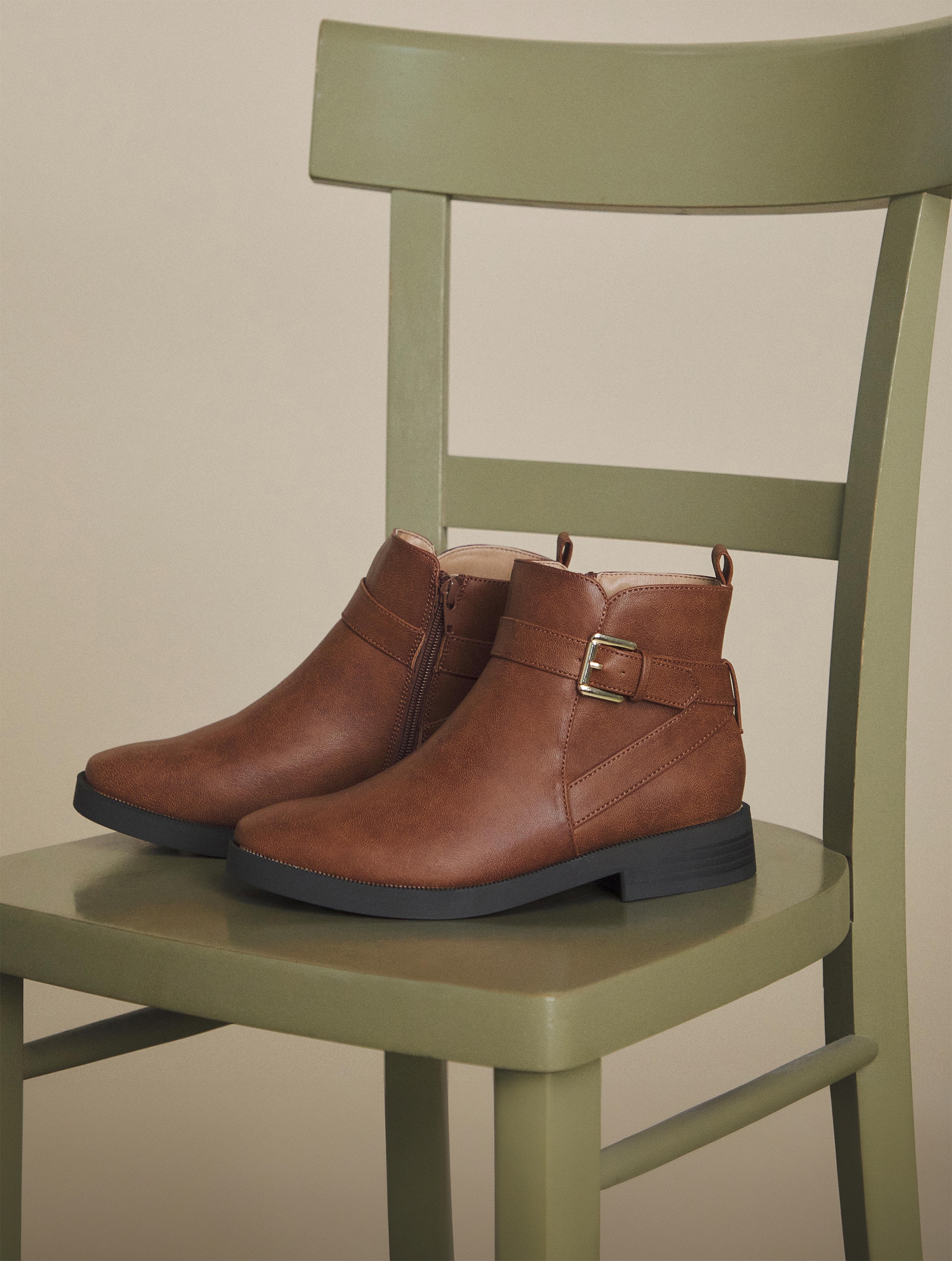 Tan leather ankle boots 