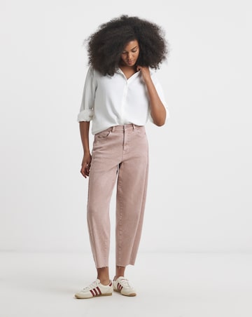 Simply Be Salt Pink Denim Cropped Barrel Jeans