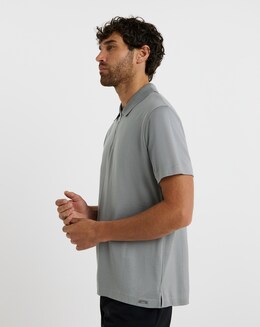 Folio Mercerised Supima Zip Polo-Grey