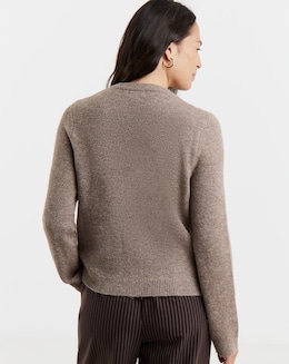 Cosy Yarn Mocha Crew Neck Cardigan