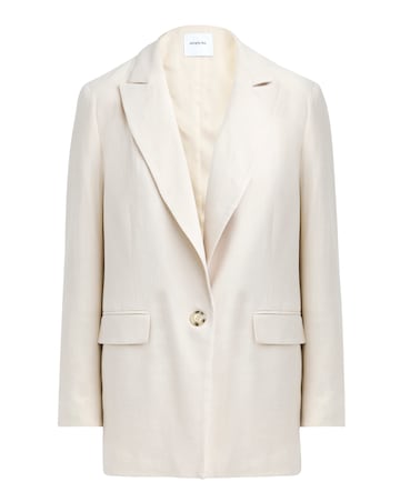 Simply Be Stone Linen Single Breasted Relaxed Blazer