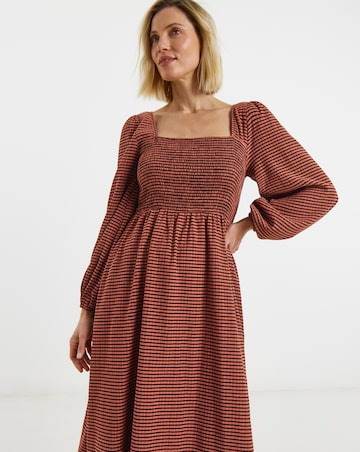 Textured Jersey Shirred Dress