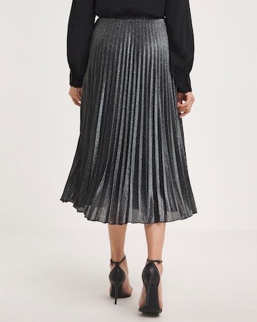 Joanna Hope Pleated Silver Glitter Skirt