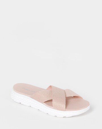 Cushion Walk Rose Gold Shimmer Glitter Crossover Sandals - Wide Fit (E)