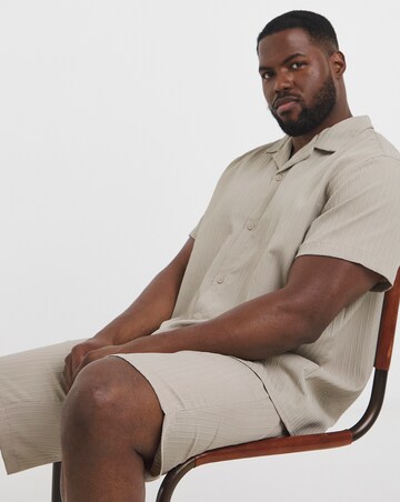 Jack & Jones Textured Shirt & Short Set - Natural