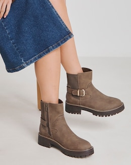 Heavenly Soles Blake Ankle Chelsea Boots with Buckle Detail - Wide Fit (E)