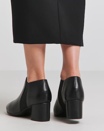 Heavenly Soles Colette Leather Mid Block Heel Shoe Boots - Wide Fit (E)