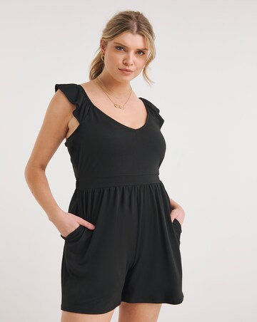 Black Supersoft Frill Playsuit
