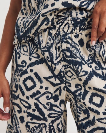 Printed Wide Leg Cotton Cheesecloth Lounge Set