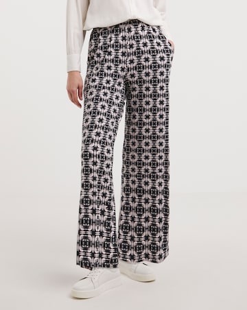 Printed Jersey Wide Leg Trousers