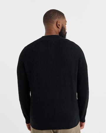 Jack & Jones Pannel Knit Half Zip - Black