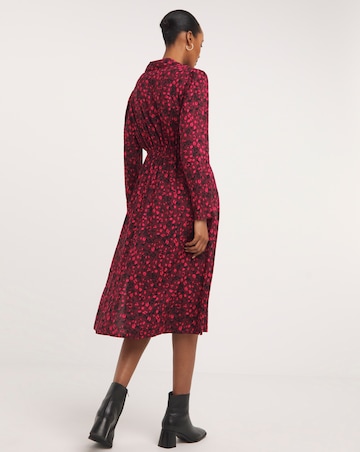Viscose Midi Shirt Dress with Collar