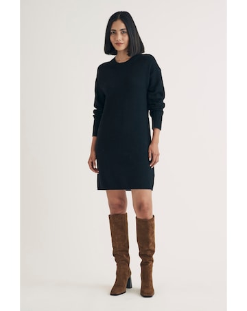 Nobody's Child Black Oversized Crew Neck Mini Jumper Dress