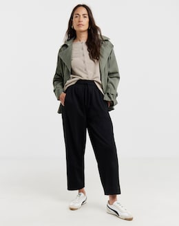 Black Barrel Leg Jersey Trouser
