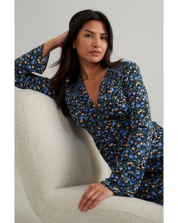 Nobody's Child Lydia Midi Dress Blue and Yellow Ditsy Floral