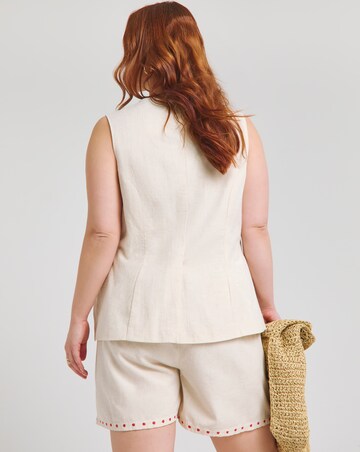 Native Youth Cream Longline Linen Mix Waistcoat
