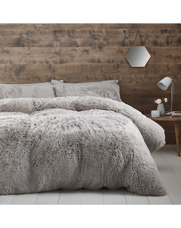 Catherine Lansfield Cuddly Duvet Set Silver