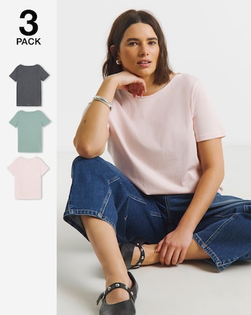 Charcoal, Sage & Pink 3 Pack Slash Neck Short Sleeve Tops