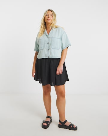 Simply Be Lightweight Denim Light Blue Boxy Cropped Shirt