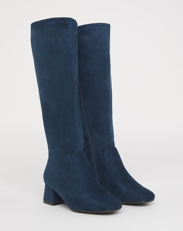 Claudia Block Heel Knee High Boots - Wide Fit (E) & Super Curvy/Curvy Plus Calf