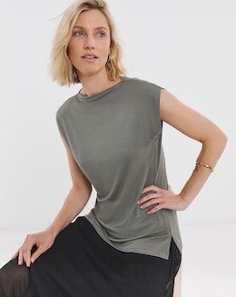 Extended Neck Cap Sleeve Top