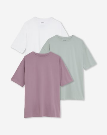 White, Sage & Rose 3 Pack Pure Cotton Boyfriend T-Shirts