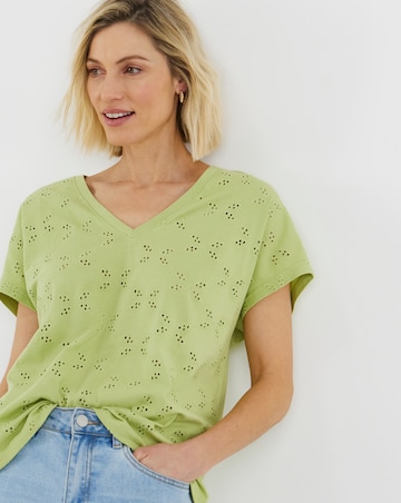 Broderie V-Neck T-Shirt