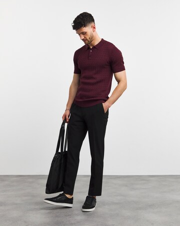 Burgundy Cable Knitted Polo