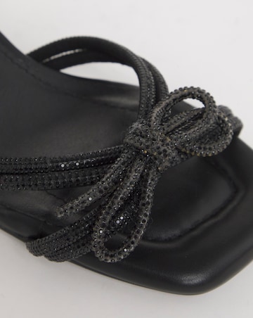 Cassia Diamante Bow Low Block Heel Sandals - Extra Wide Fit (EEE)