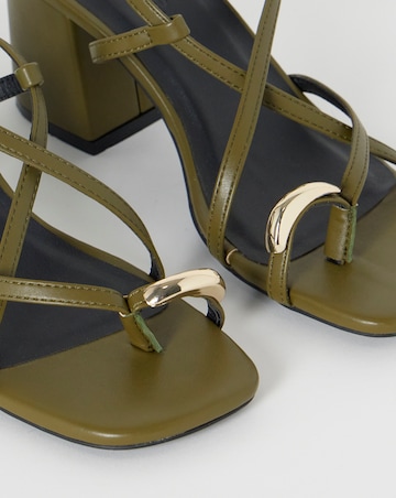 Paola Hardware Detail Toe Loop Heeled Sandals - Wide Fit (E)