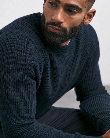 Navy Fisherman Raglan Crew Neck Jumper